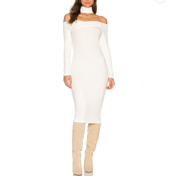 LNA X REVOLVE Encounter Off the Shoulder Midi Dress In White Size S NWT - Picture 3 of 13